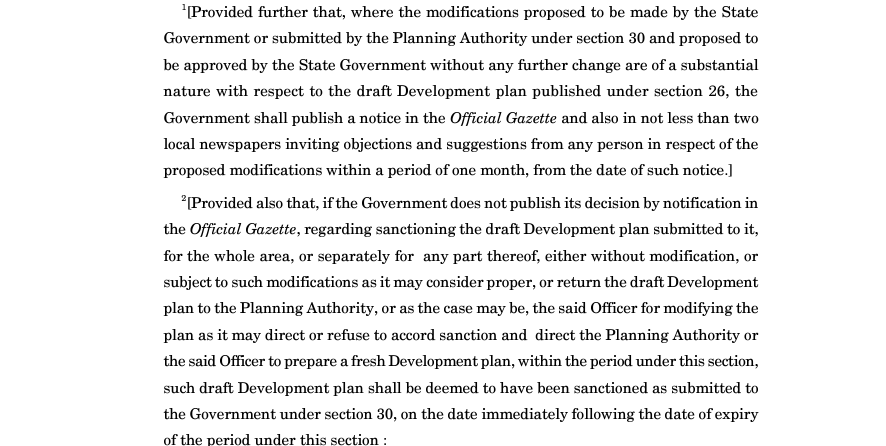 Sanction to draft Development plan